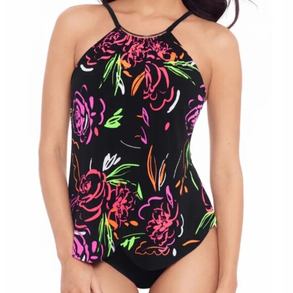 Magicsuit by Miraclesuit Jill Neon Nature Swimsuit 1-PC Black Multi Size 14 NEW - Picture 3 of 10